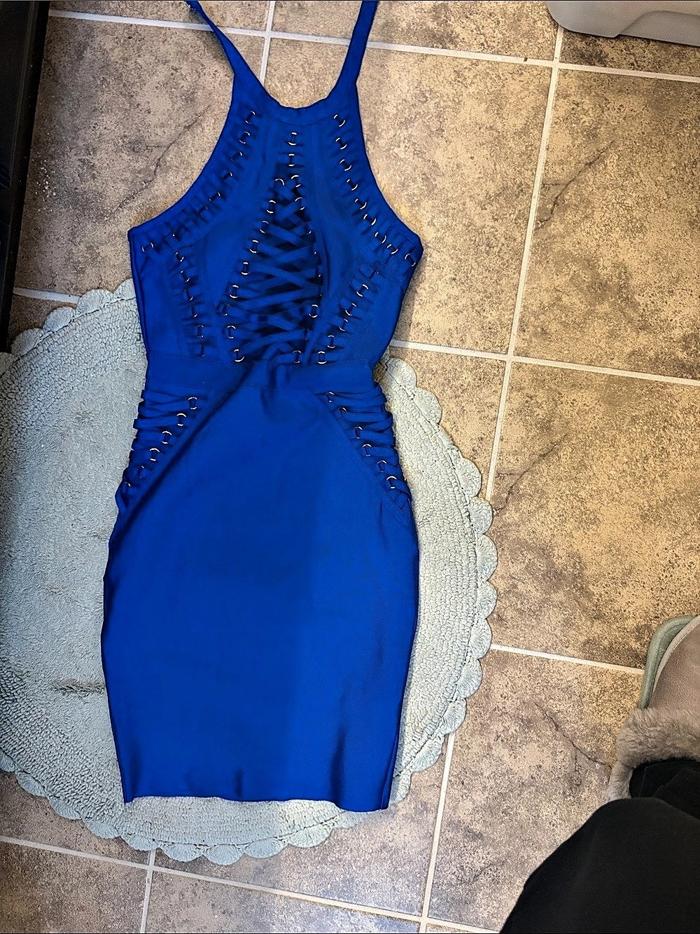 Blue Lace-Up Mini Dress Like New
